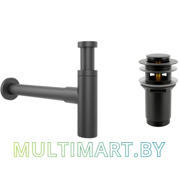 Сифон Wellsee Drainage System 182120001 (сифон, донный клапан, матовый черный)